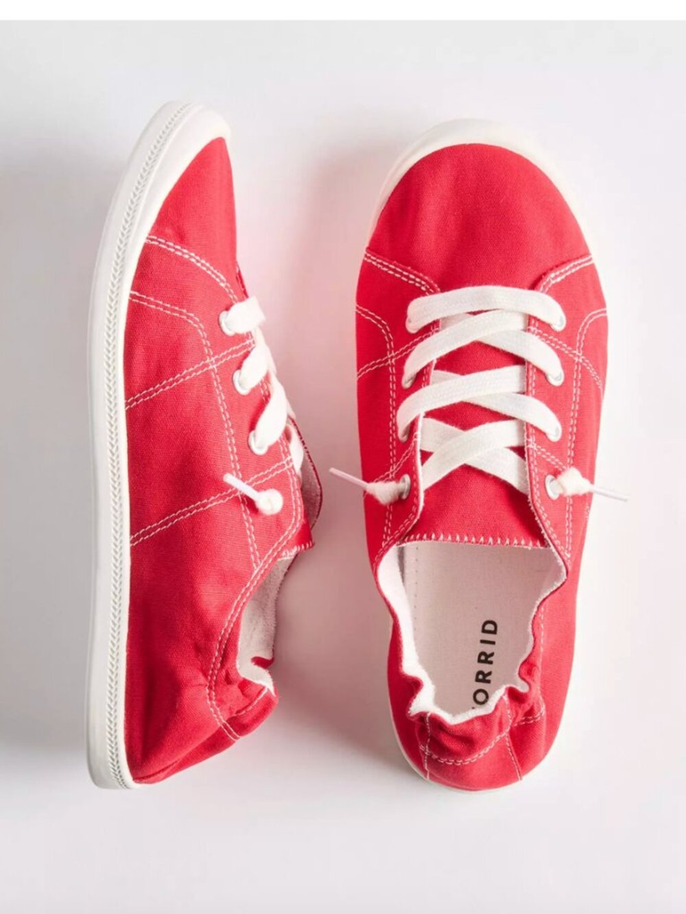 Torrid Riley Ruched Jester Red Low-Top Sneakers WW Extra Wide Womens Size 12 NWT